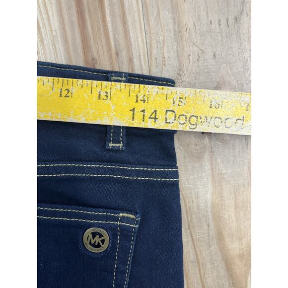 NWT Michael Kors MK Logo Izzy Skinny Jeans Basics Overdyed Indigo Pants Size 8 - Picture 8 of 9